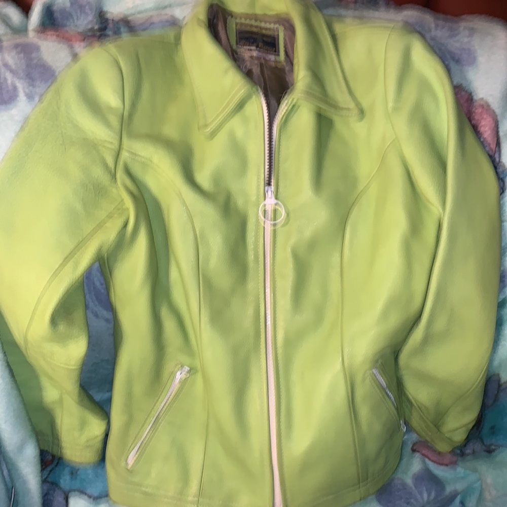 Vintage 90s Storm Patrol Made in USA Leather Jacket Green